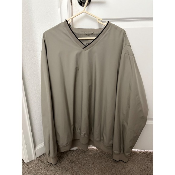 IZOD XL Pullover Windbreaker Jacket V-Neck Long Sleeve Beige - Picture 1 of 7